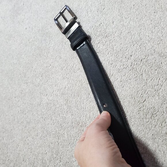 ALLEN EDMONDS & GEOFFREY BEENE Calfskin Leather Belt Black Brown Silver Men's 38 - Picture 9 of 9